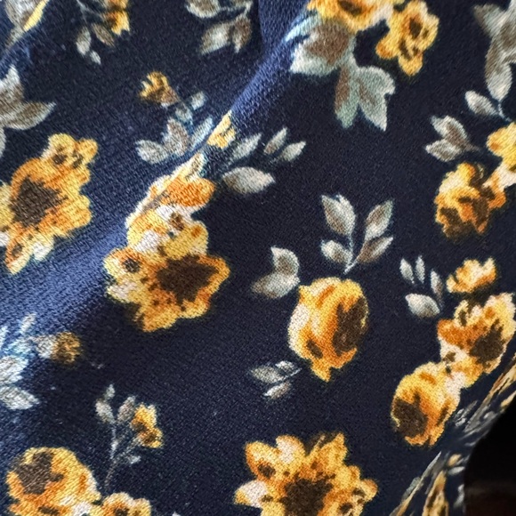 Mango Floral Off Shoulder Romper Blue Yellow Elastic Waist M - Picture 4 of 5
